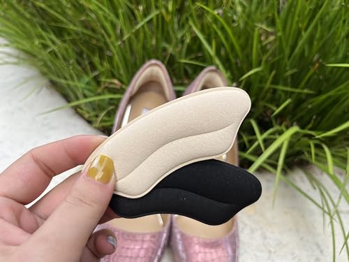 heel grips liner cushions inserts for loose shoes heel pads snugs for shoe too big men women filler improved shoe fit and comfort stop heel slip and blister 4 pairs pale apricotblack