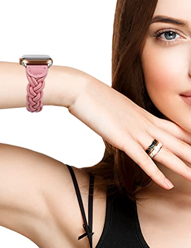 Image of Wearlizer Stretchy Braided Band Compatible with Apple Watch Bands Women | Slim Elastic Solo Loop Strap Woven for iWatch Series 11 10 9 8 7 6 5 4 3 SE /Ultra 3 2 1 42 /41 /40 /38 /44 /45 /46 /49mm