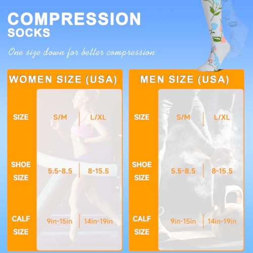 Image of cerpite Compression Socks for Women & Men 6 Pairs Knee High Compression Socks 20-30 mmhg Best for Running,Nurse,Travel