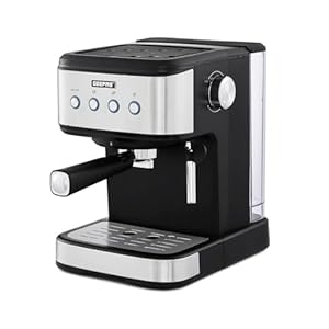 GEEPAS Espresso & Cappuccino Coffee Machine with Milk Frother, 20 Bar Pressure | 1.5L Water Tank Capacity, Stainless Steel Housing | 1100W, Silver, Ideal for Barista Quality Beverages