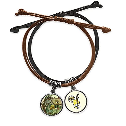 Bracelet corde et cuir chat en ville miaoji aquarelle