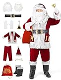 LETIME Santa Claus Costume for Men Adults 11 Pieces Professional Santa Suit for Xmas Deluxe Outfit Cosplay Party Holiday XL