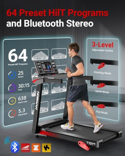 Image of HARISON Folding Treadmill for Home with Smart App & Manual Incline | 10% Incline, 300 LB Capacity, Max 8.7 MPH Speed, 6-Layer Shock Absorption, Bluetooth Connectivity & Space-Saving Design