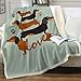 Sleepwish Green Dachshund Blanket Wiener Dog Fleece Throws Cute Puppy Sherpa Blanket for Kids Girls Boys Black & Brown (Throw 50