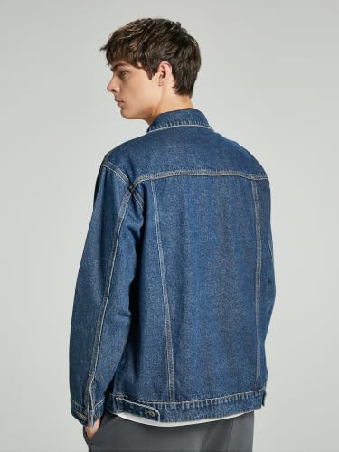 Image of Denim Jacket Men Vintage Autumn and Winter Tops Mens Denim Trucker Jacket