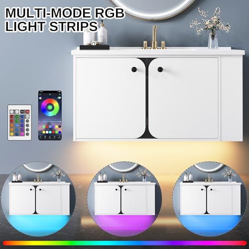 image for IRONCK 36 Inch Bathroom Vanity with Sink, Wall Mounted Floating Vanity