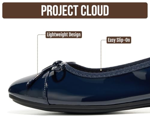 Image of Project Cloud Ballet Flats for Women Shoes - Genuine Leather Insole and Lightweight Mary Jane Flats - Non-Slip and Comfortable Womens Shoes