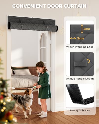 Image of Augblinds Thermal Insulated Door Curtain Fits Door Size 60 x 80 Inch, Oxford Cloth Thicken Cotton Filled, Curtain Size 63 inch x 82 inch, Single Piece Door Insulation Blanket Cover for Cold in Winter, Grey