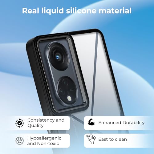 Image of A rtistque Frosted Translucent Back Cover Case for Oppo Reno 8T 5G | Chrome Ring Design | Premium Matte Finish | Shockproof TPU | Slim Protective Design | Oppo Reno 8T Back Cover - Black