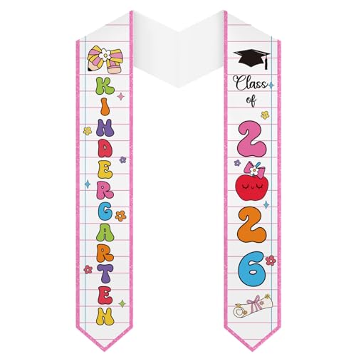 Ramciyo Kindergarten Preschool Graduation Stole Colorful Class of 2026 Kindergarten Preschool Graduation Sash Class of 2026 Graduation Gift for Girls