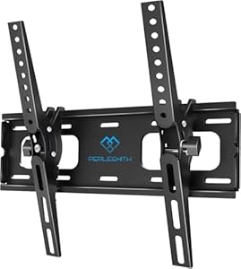 PERLESMITH TV Wandhalterung mit Werkzeugfreier Neigung, Wandhalterung Fernseher Neigbar für 26-65 Zoll Flach&Curved Fernseher oder Monitor bis zu 60kg, max.VESA 400x400mm