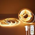 COB Smart LED Strip Light - 16.4ft/5m 2700K Warm White 24V Dimmable Strip Light with Remote High-Density 2400LEDs CRI90+ Compatible with Alexa/Google Assistant Cuttable Tape for Bedroom Wardrobe