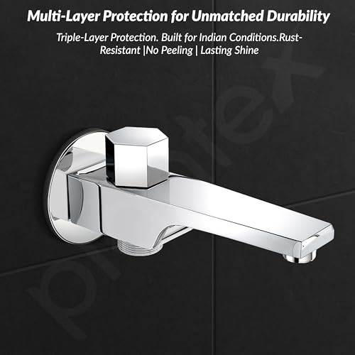 Image of Plantex Spout for Bathroom with Brass Spindle, Wall Flange and Teflon Tape /Button Attachment for Hand Shower-(AC06-Chrome)