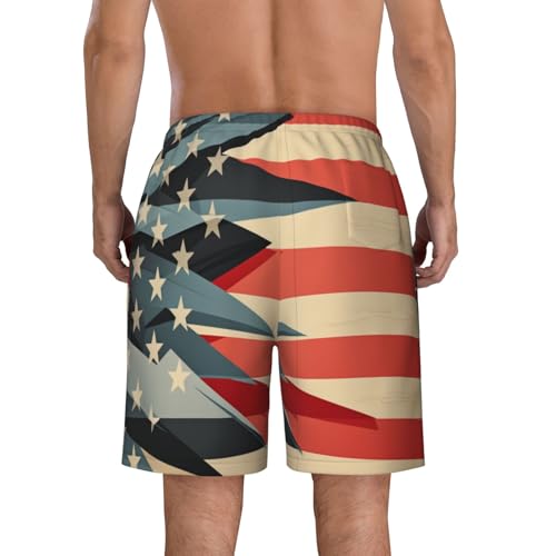 United States Flag Men Beach Pants â€“ Swim Trunks for Men,Quick-Dry and Comfortable, Suitable for Beach, Surf, and Everyday Wear Black4