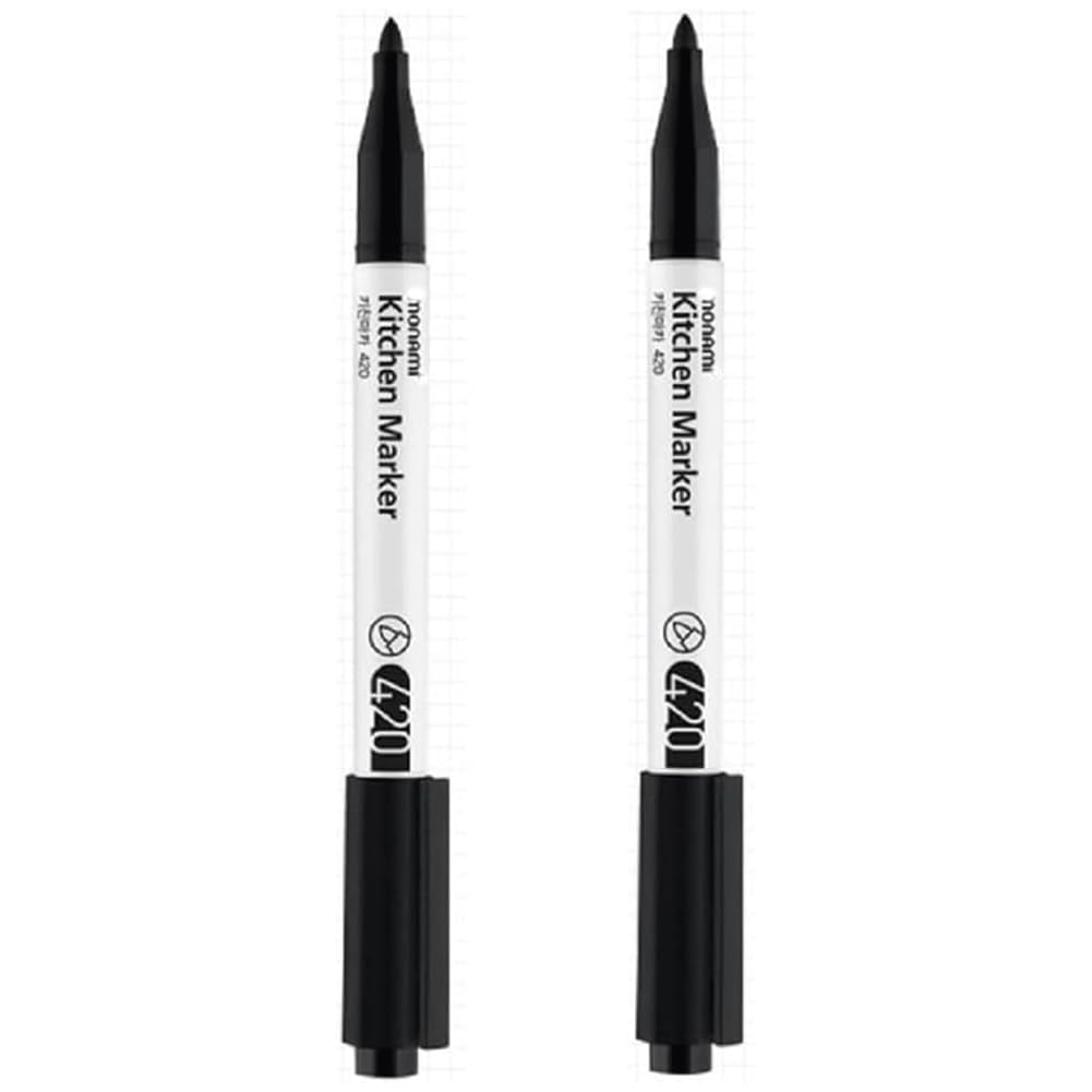 JSEVEN All purpose use Erasable Kitchen Marker Kitchen Marker Black 2 pcs Erasable with Dishwashing Liquid, Organization Markers