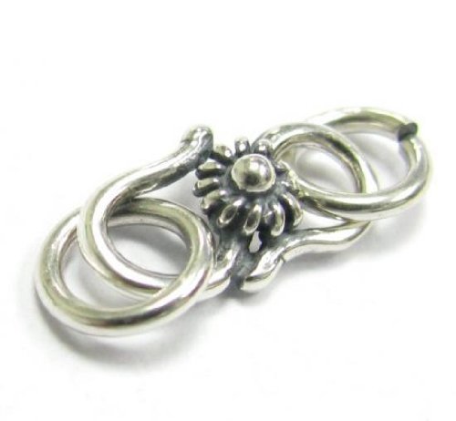 2 Sets Bali 925 Sterling Silber Sonnenblume S Haken Verschluss 11 mm/5 mm Rund Biegeringe / Verbindungsstücke/Erkenntnisse/Antik, Silber Sterlingsilber