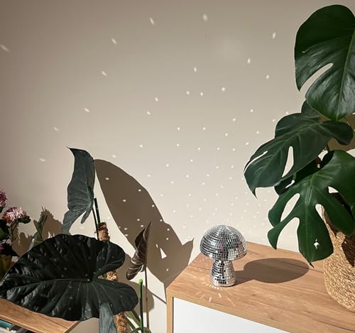 Juego de decoración disco cereza y seta: decoración roja de cereza con soporte y seta disco plateada con espejo reflectante para dormitorio, fiesta o habitación universitaria miniatura 6