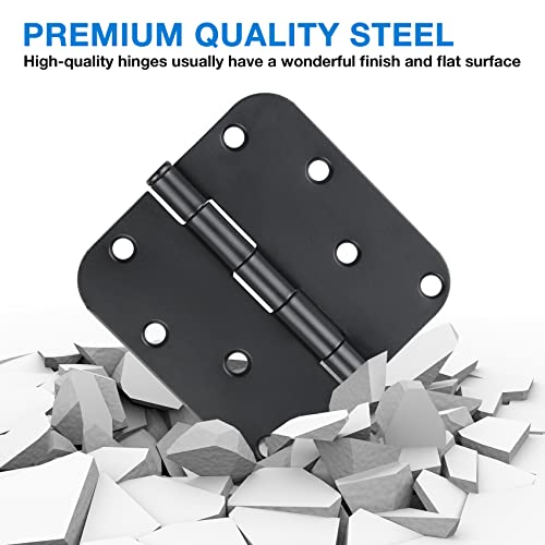 3 Pack Black Door Hinges Black Matte 4 Inch 5/8" Radius Black Hinges For Doors 4 Inch Exterior/Interior Door Hinges Rounded Gate House Front Door Hinges Standard Residential Heavy Duty Door Hardware #TOP4