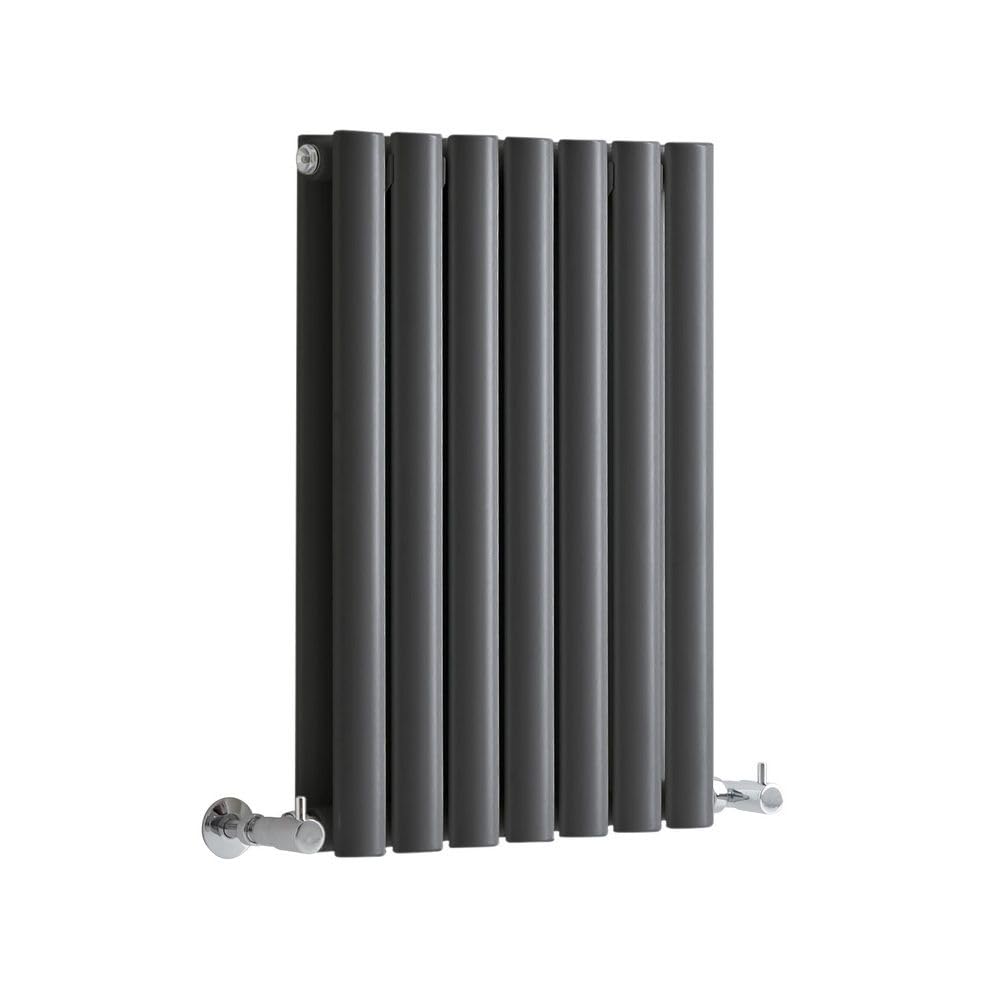 Milano Anthracite Aruba Horizontal Double Oval Panel Radiator - 600Mm X 413Mm