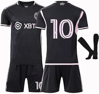23-24 USL No. 10 Miami Soccer Jersey Set, No. 10 Jersey Set, Home Jersey, Soccer Jersey with Socks (26,Black)