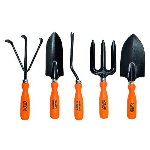Image of Anandi Green's Metal Agriculture Garden Spectacular Heavy Duty Plastic Handle Gardening Tools Set Pack of 5 for Gardening
