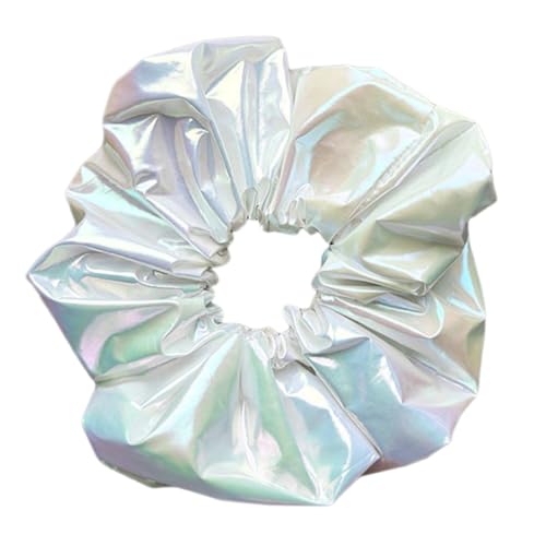 4 gomas para el pelo de tela láser, degradado de color para el cabello de intestino grueso, bandas elásticas para el pelo para mujer, accesorio para el pelo, accesorio para el cabello, color blanco