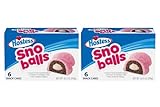 Hostess Sno Balls Snack Cakes – 6 ct 10.5 oz, 2 Pack Snowballs Hostess Cakes with Coconut and Cream Filling,