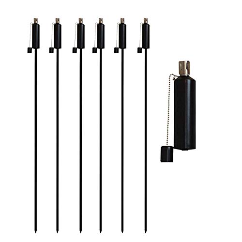 Harbour Housewares Juego de antorchas de jardín con Aceite de parafina - Diseño cilíndrico - Negro - 146 cm - Pack de 6