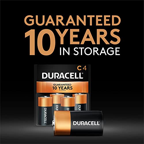 Duracell Coppertop C Batteries, 4 Count Pack, C Battery With Long-Lasting Power, All-Purpose Alkaline C Battery For Household And Office Devices #TOP2
