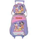 Kit Mochila de Rodinha Turma da Monica Star Roxo + Lancheira