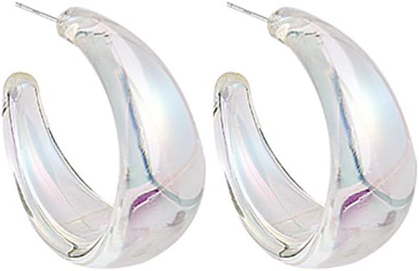 Acrylic Transparent Hoop Earrings Minimalist Resin Earrings Geometric Statement Earrings for Women