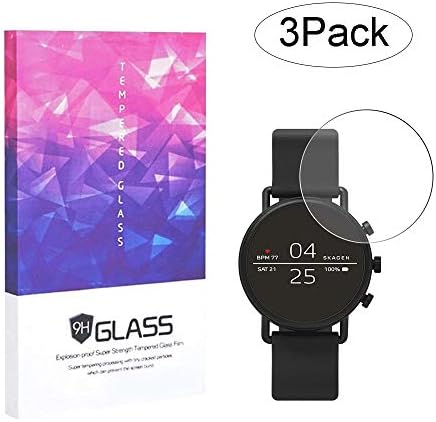 Tempered Glass Screen Protector Compatible with Skagen Falster 2 Smartwatch Protector,Fossil Smart Watch 9H HD Tempered Glass Screen Cover(3pack)