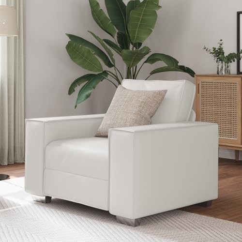 Générique Fauteuil Blanc 59 cm en Simili Cuir,Meubles,Canapés,Blanc,17.8 KG,4105045