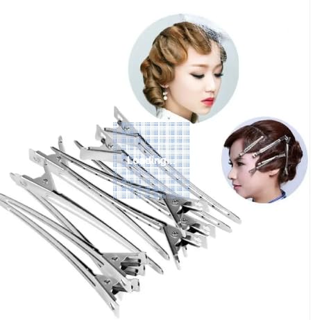 KRYTONE 12pcs Professional Hairdressing Steel Hair Clips(Silver)
