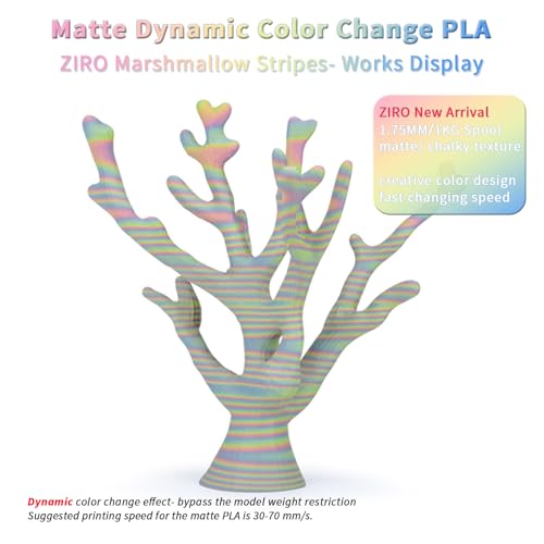 Image of ZIRO Fast Color Change Matte PLA Stripes Series, No-Shine Texture Material, Dimensional Accuracy + /-0.03mm, Fit Most Printer, Dynamic Effect 1KG Spool, Marshmallow Stripes