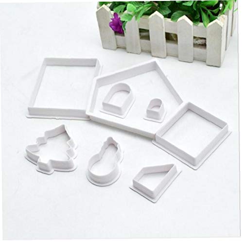 8pcs Plástico Cortador De La Galleta 3D Conjunto De Navidad Casa De Pan De Jengibre Molde De La Galleta del Molde De La Torta De Los Pasteles De Cupones para Hornear Herramientas