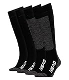  HEAD Unisex Skistrümpfe Skisocken Thermo Kniestrümpfe 791003001 2 Paar, Farbe:Schwarz, Größe:39-42, Menge:2 Paar (1x 2er Pack), Artikel:-213 black/white
