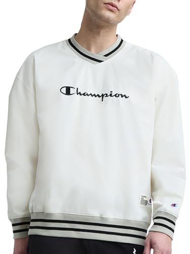 Image of Champion Men's Lightweight V-Neck Woven Pullover, Standard Fit, Script Logo