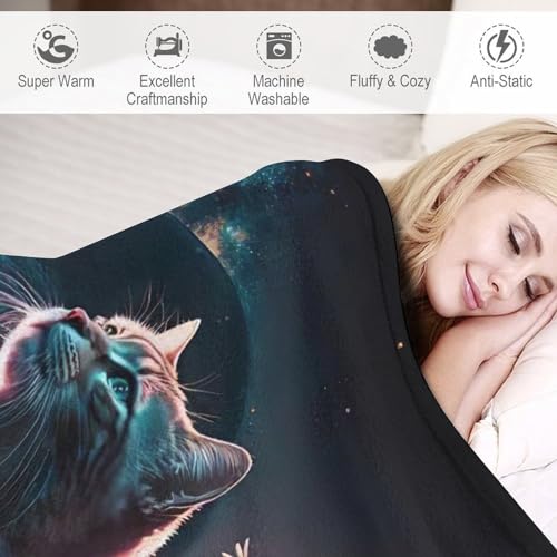 Manta de forro polar con gato de textura premium y duradera para salón 4