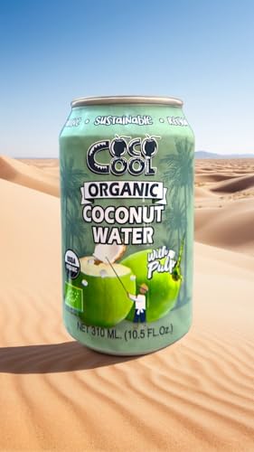 Coco Cool Organic Coconut Water with Pulp • EU and USDA Organic, 10.5 fl oz ℮ 310 ml كوكو كول ماء جوز الهند العضوي مع اللب - عضوي من الاتحاد الأوروبي ووزارة الزراعة الأمريكية