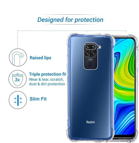 Image of BOXXO Flexible Back Cover for Mi Redmi Note 9 | Back Cover Transparent Clear Shockproof Case Four Corner Protection | Slim Protective Mobile Phone Cover for Mi Redmi Note 9