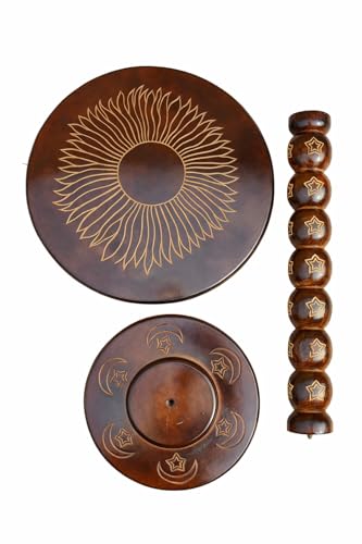 Image of Wooden Nesting Table, End Table for Living Room Side Table for Bedroom Pedestal Modern Coffee Table (Brown)