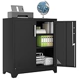 DWVO Office Storage Cabinet, Metal Cupboard with 2 Adjustable Shelves, Lockable...