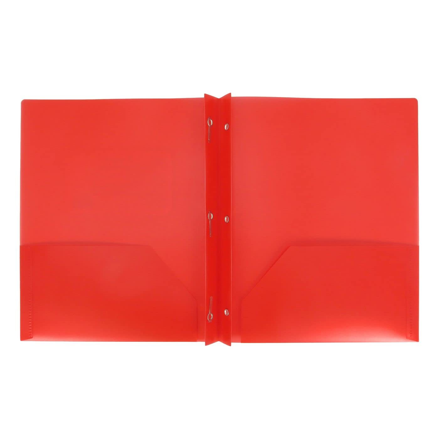 Plastic Folders with Pockets and Prongs,2 Pocket Folders with 3 Metal. Prongs,Letter Size Sheets (Red)