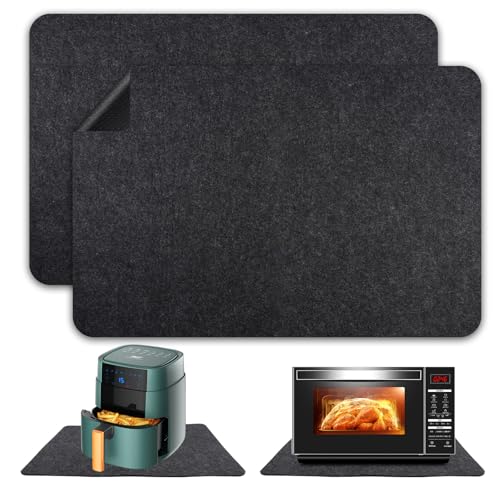 Materiale in Feltro: Tappeto ignifugo per barbecue Realizzato in feltro di alta qualità, è in grado di resistere a temperature elevate fino a 300 °C/570 °F, bloccando efficacemente il calore di elettrodomestici come cuociriso e friggitrici ad aria, proteggendo i piani di lavoro in legno, marmo e altri materiali dai danni termici e dicendo addio ai fastidiosi segni di crepe e bruciature.
