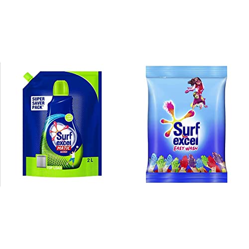 Image of Surf Excel Matic Top Load Liquid Detergent 2 L Refill & Easy Wash Detergent Powder 1.5 kg, Bucket & Machine Wash