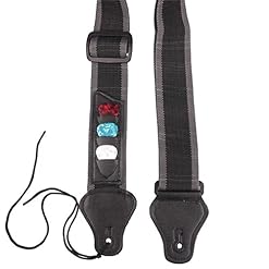 Adjustable Electric Guitar Strap 3 Guitar Picks Holders PU Leather Ends Acoustic Guitar Bass Strap Belt Accessories… - Les Beatles, Paul McCartney, John Lennon, RIngo Starr, George Harrison Adjustable Electric Guitar Strap 3 Guitar Picks Holders PU Leather Ends Acoustic Guitar Bass Strap Belt Accessories… – Image 2