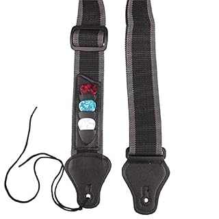 Adjustable Electric Guitar Strap 3 Guitar Picks Holders PU Leather Ends Acoustic Guitar Bass Strap Belt Accessories… - Les Beatles, Paul McCartney, John Lennon, RIngo Starr, George Harrison Adjustable Electric Guitar Strap 3 Guitar Picks Holders PU Leather Ends Acoustic Guitar Bass Strap Belt Accessories… – Image 2