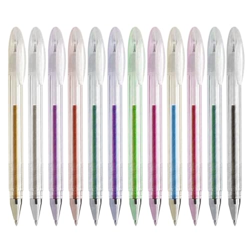Bolígrafos De Gel Con Purpurina - 12 Marcadores De Dibujo Artístico | Rotuladores De Gel De Colores Y Vibrantes, Bolígrafos Para Colorear Gell De Mezcla Similar A Pintura Para Decoración De Pla