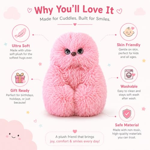 Image of MONEX Garments Cute Fluffy Plush Toy Set for Kids, Soft Kawaii Stuffed Animal Doll for Bedroom Decor & Gift, Purple Pink White Plushies